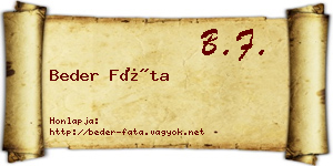 Beder Fáta névjegykártya